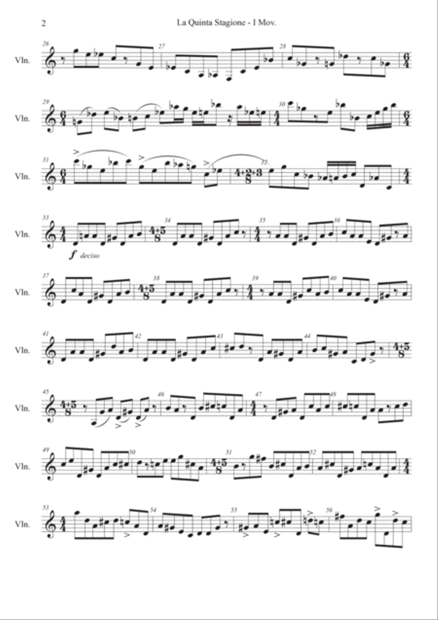 Fabrizio Festa: QUINTA STAGIONE (ES-20-023) versione per violino elettrico a 5 corde Violin Solo scores gallery preview page 3