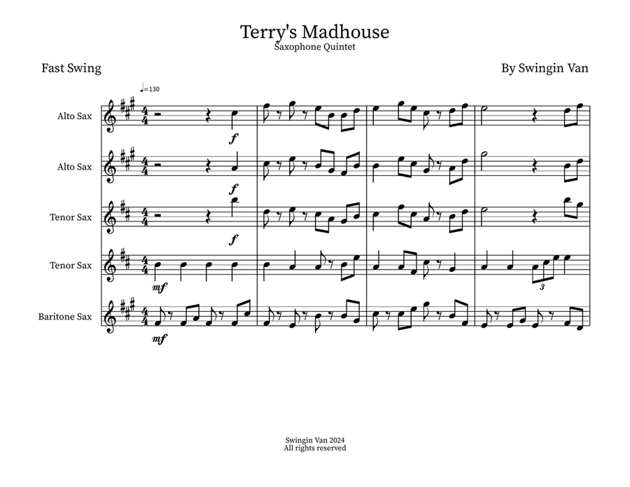 Terry's Madhouse Small Ensemble scores gallery preview page 1