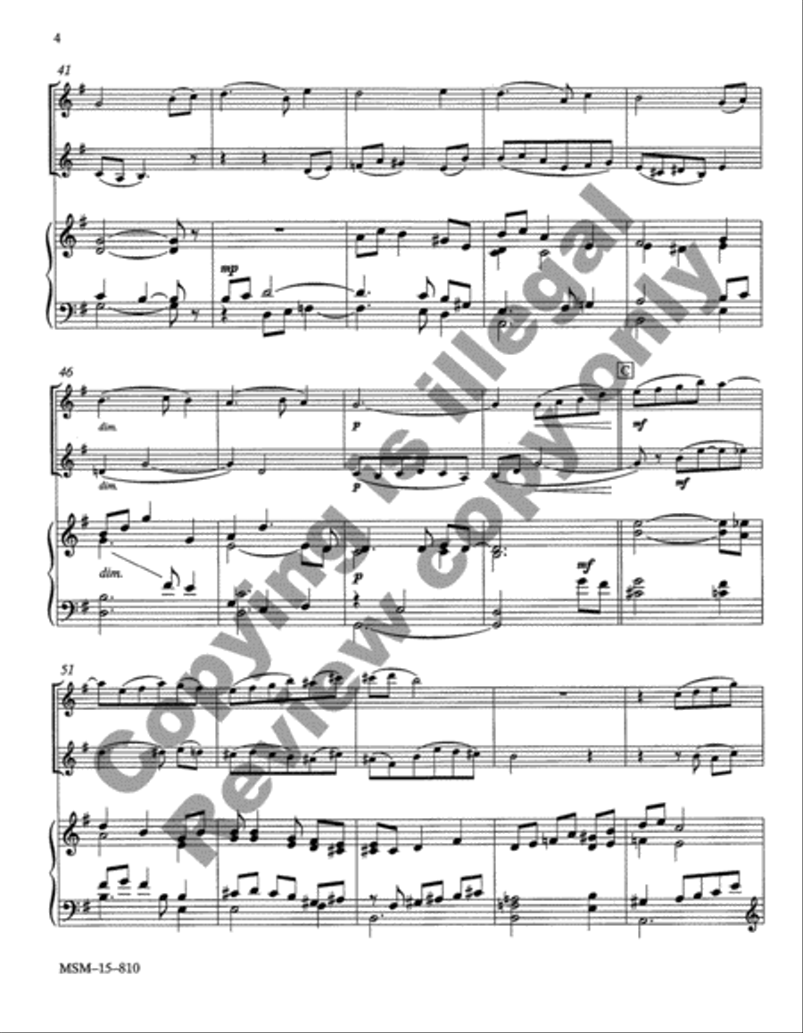 Two Hymns for Two Violins and Piano Violin scores gallery preview page 5