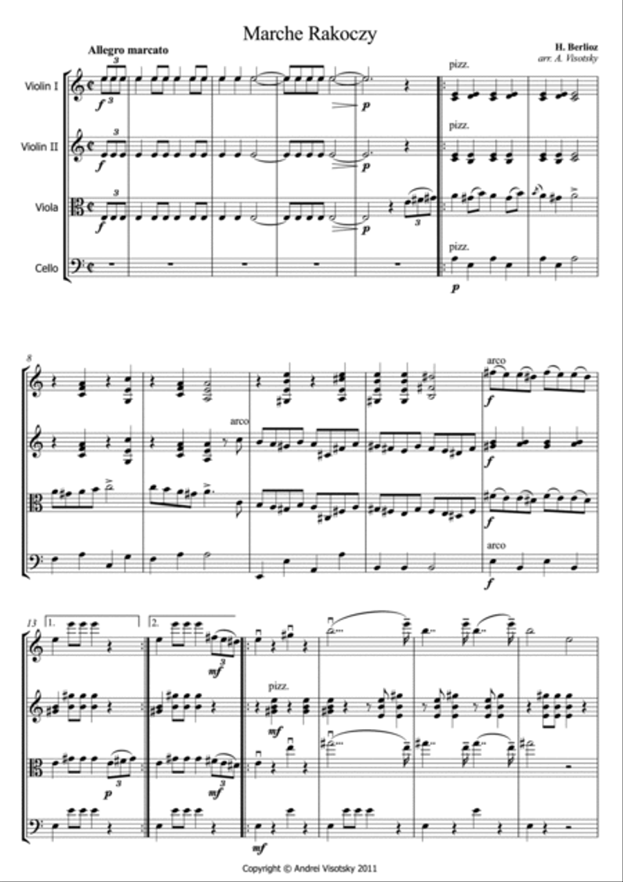 Marche Rakoczy Marche Rakoczy String Quartet scores gallery preview page 2