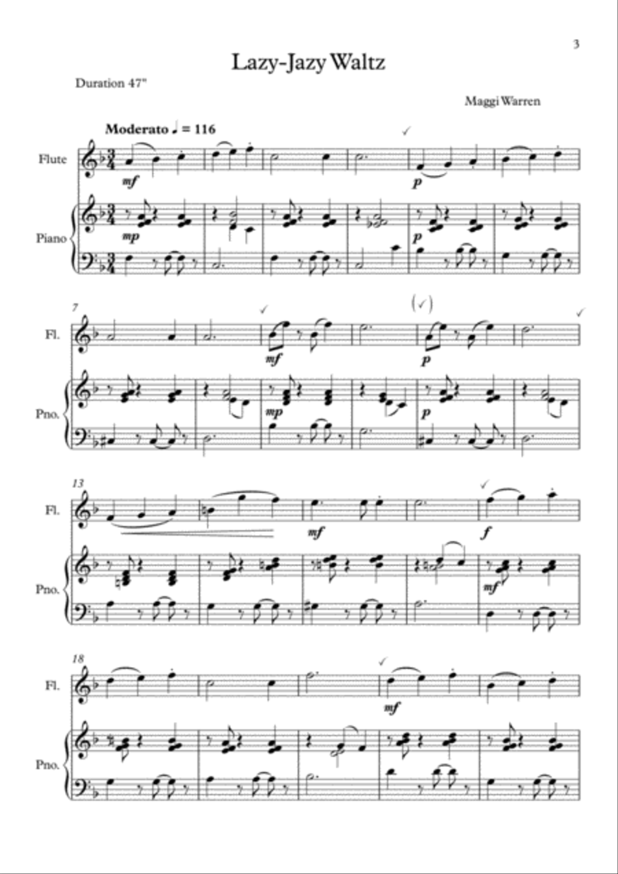 Lazy-Jazy Waltz Flute Solo scores gallery preview page 3