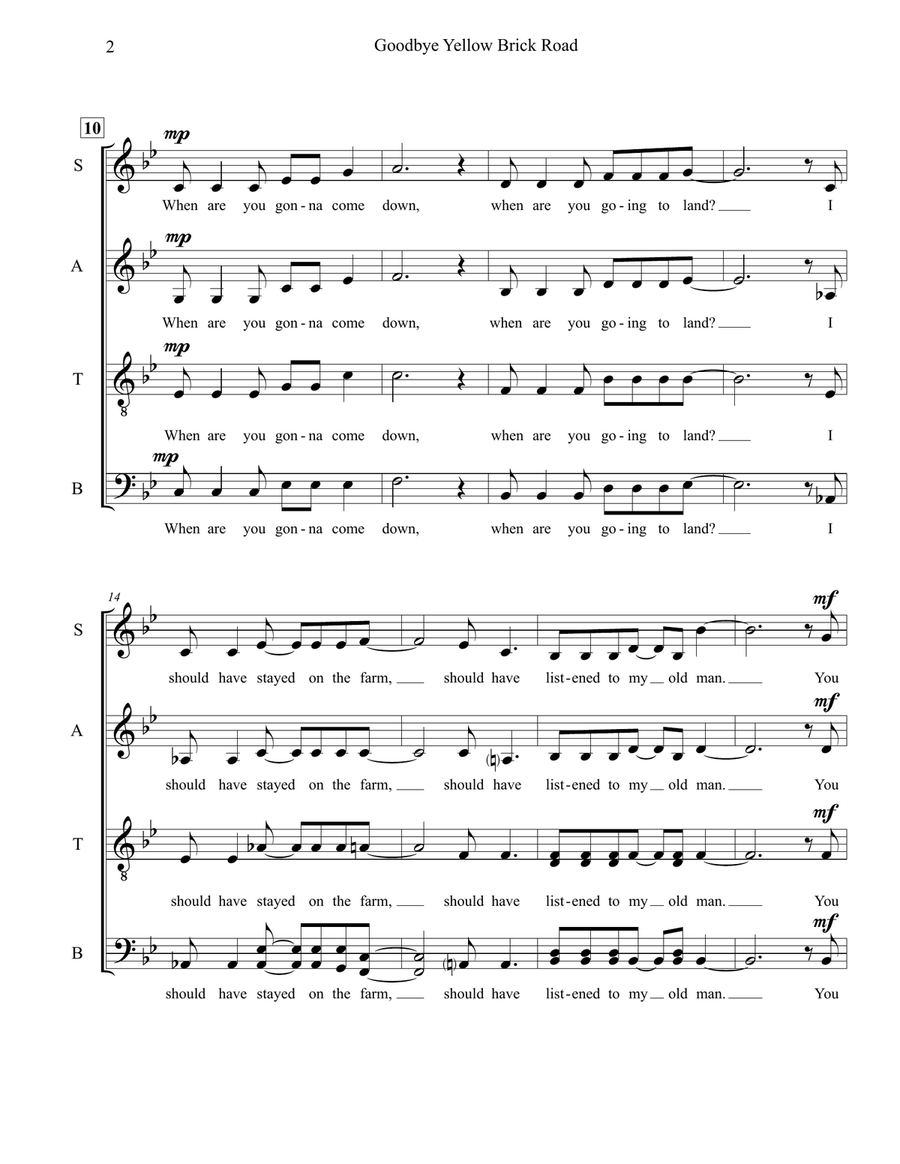 Goodbye Yellow Brick Road 4-Part scores gallery preview page 2