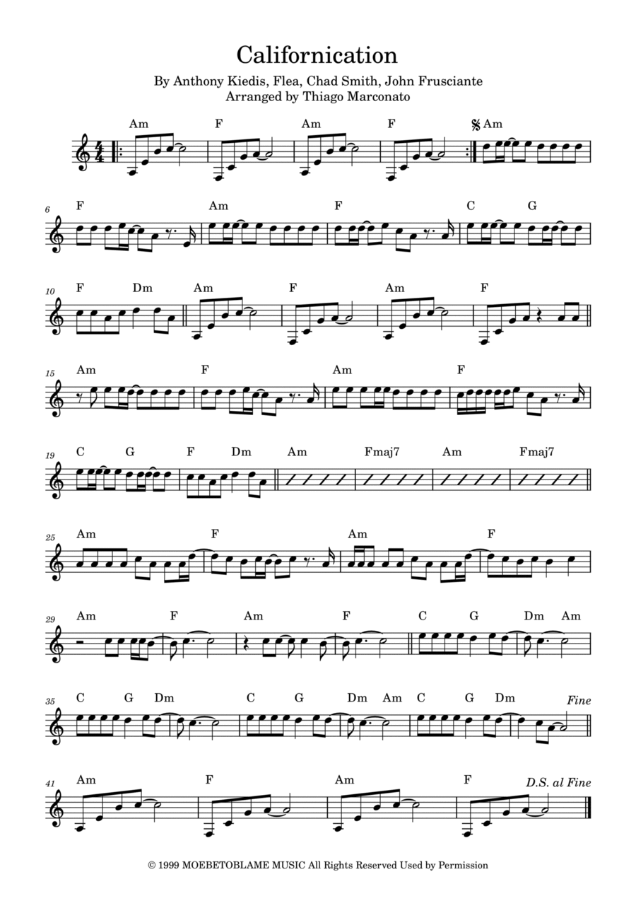 Californication Piano scores gallery preview page 1