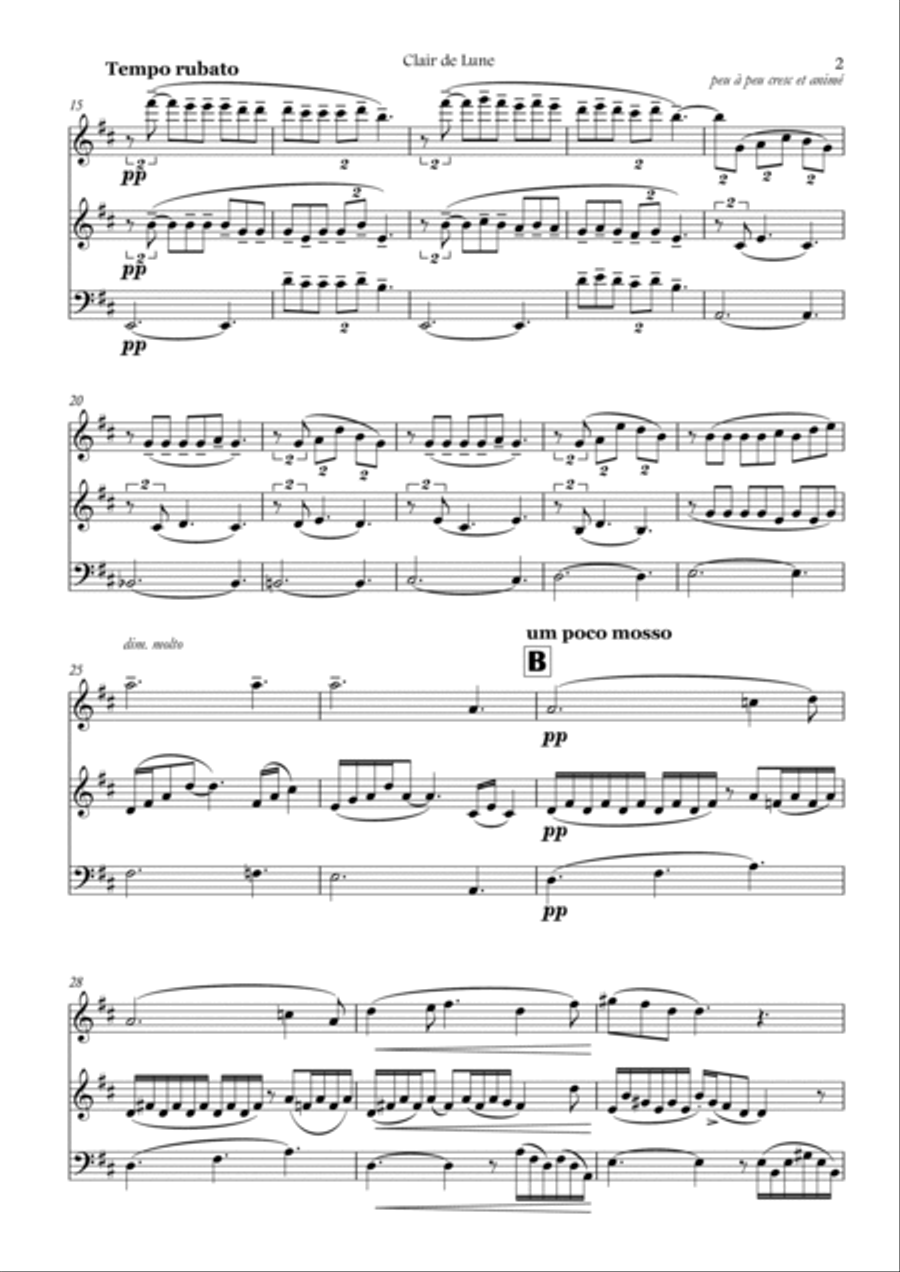 Clair de Lune (Trio - Flute - Clarinet in Bb - Bassoon) Clair de Lune (Trio - Flute - Clarinet in Bb - Bassoon) Woodwind Trio scores gallery preview page 2