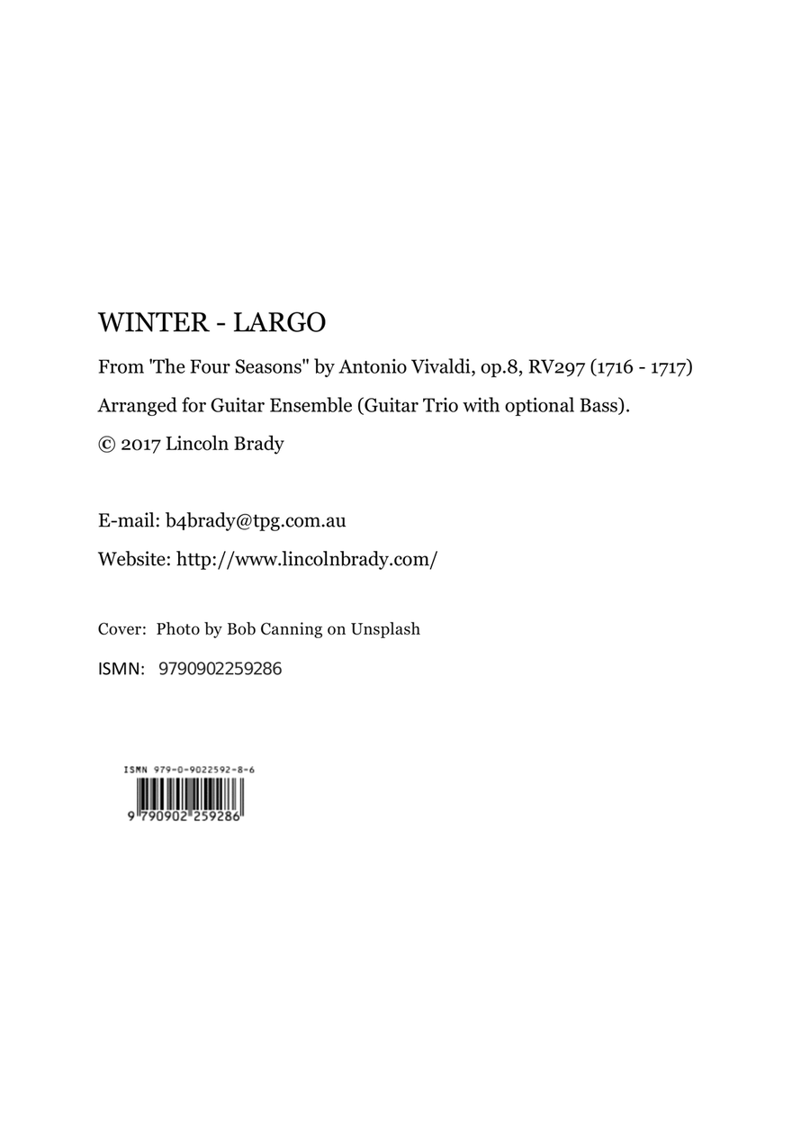 WINTER - LARGO for Guitar Ensemble image number null