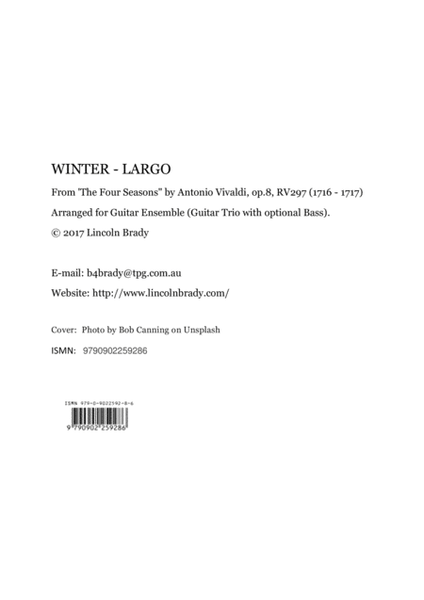 WINTER - LARGO for Guitar Ensemble image number null