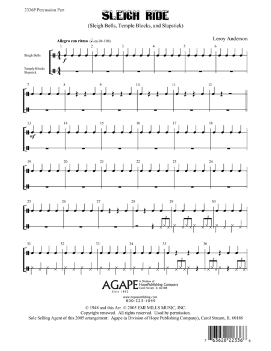 Sleigh Ride Sleigh Ride Handbell Choir scores gallery preview page 1
