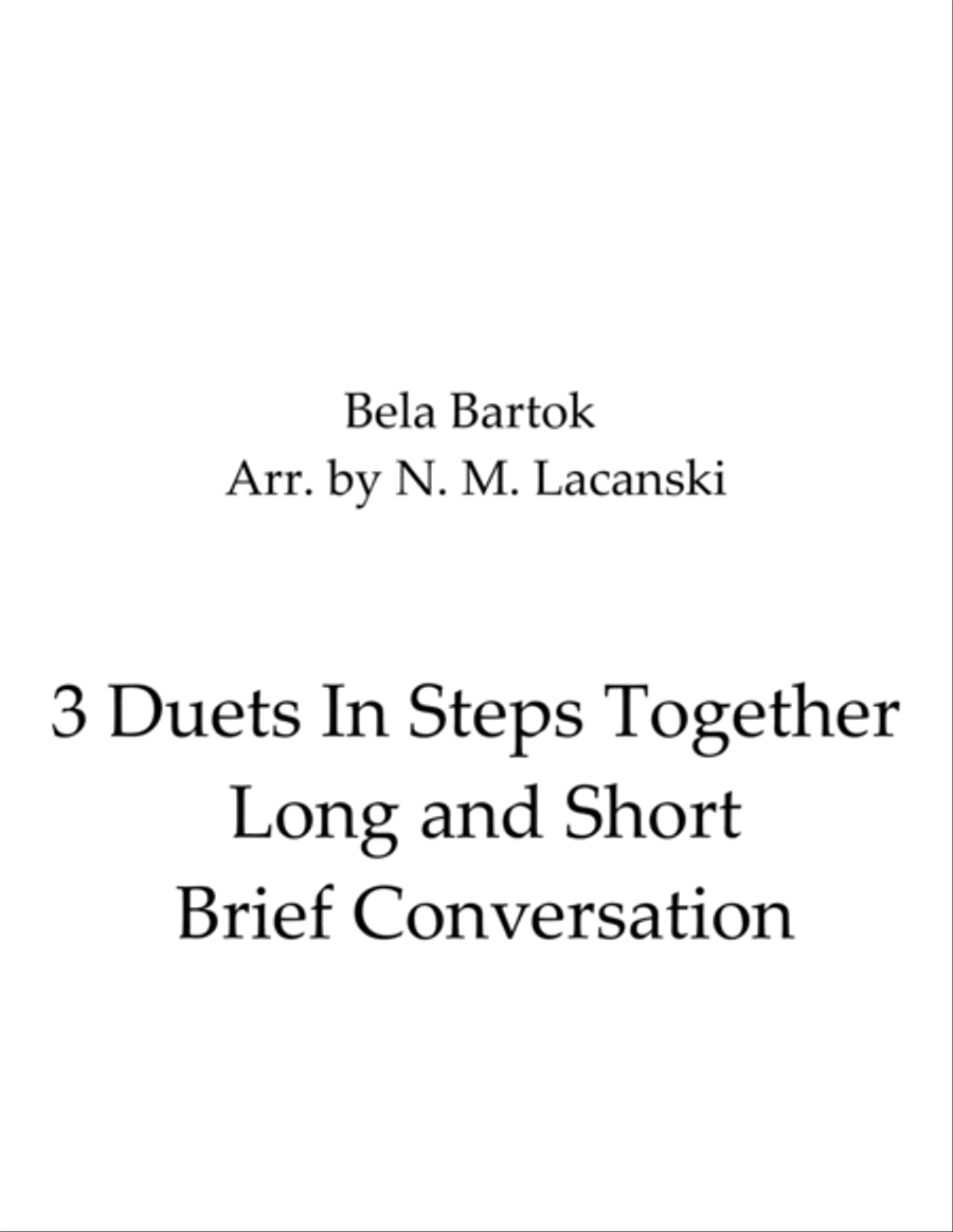 3 Duets In Steps Together Long and Short Brief Conversation String Duet scores gallery preview page 1