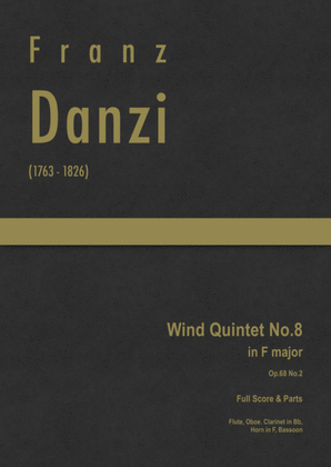 Book cover for Danzi - Wind Quintet No.8 in F major, Op.68 No.2