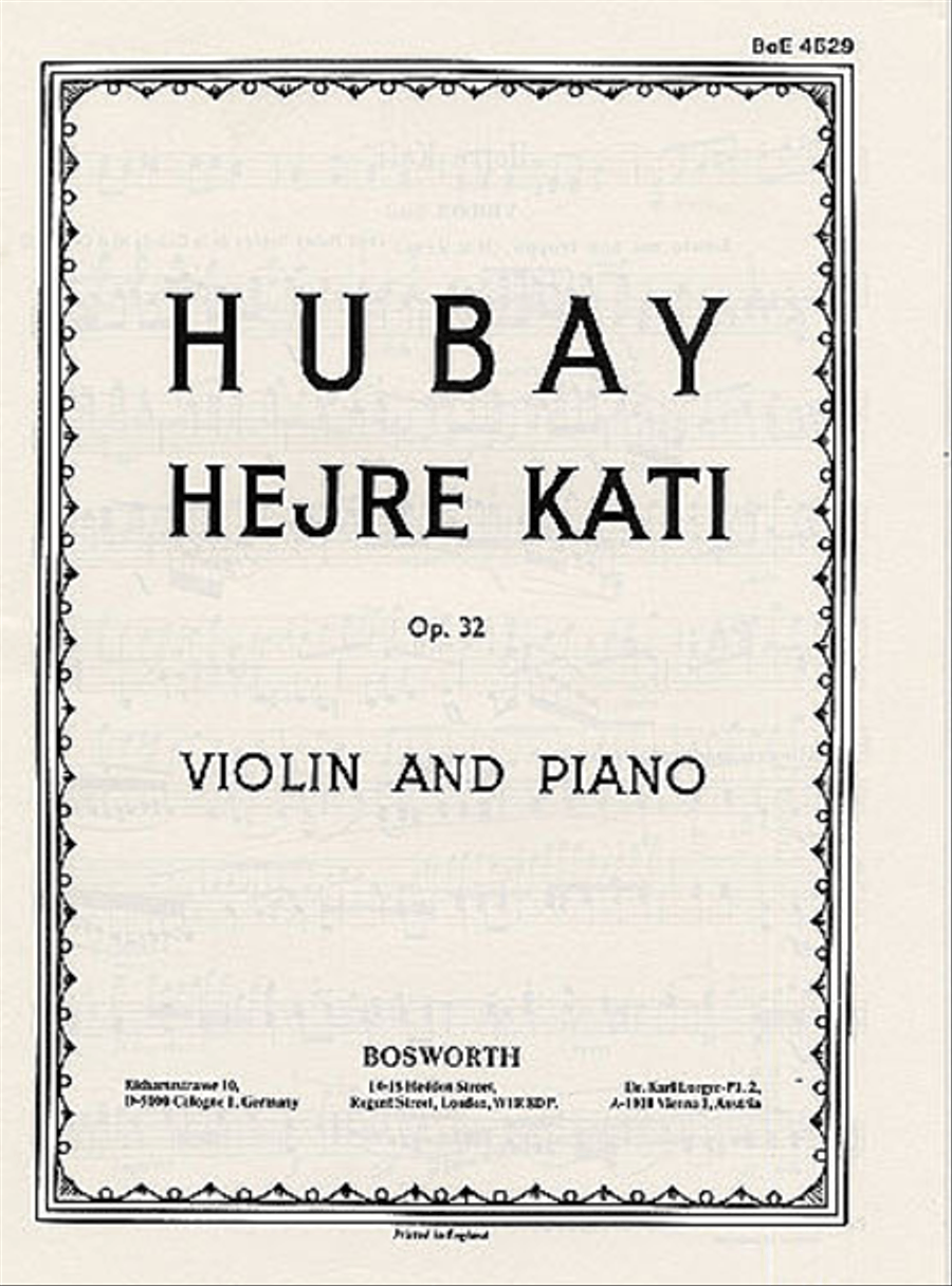 Jeno Hubay: Hejre Kati Op.32 (Violin/Piano) Violin Solo scores gallery preview page 1