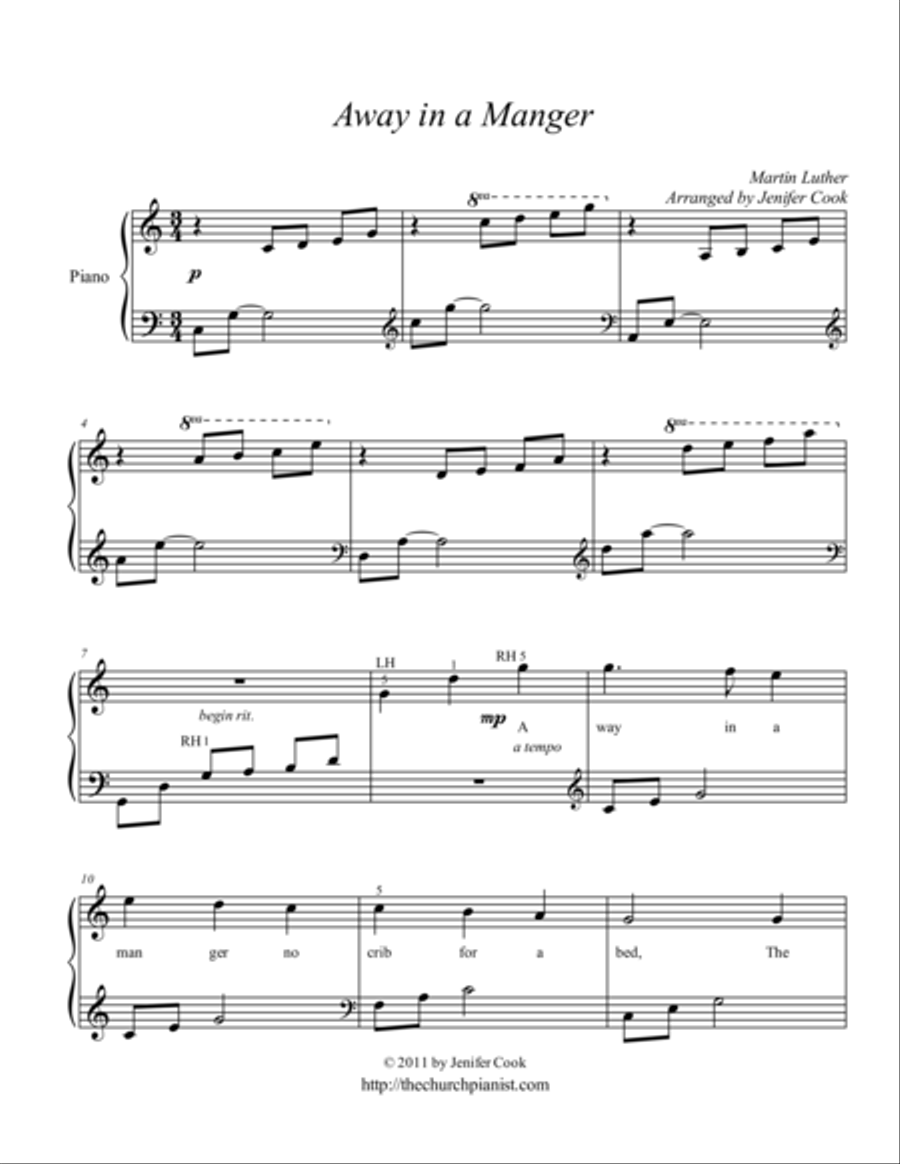 Away in a Manger Away in a Manger Easy Piano scores gallery preview page 1
