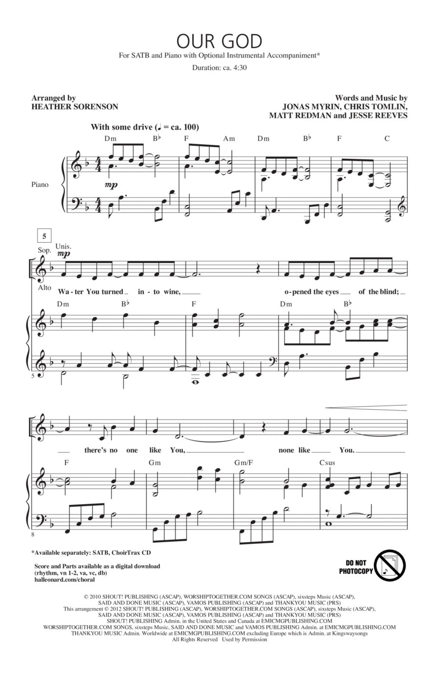 Our God (arr. Heather Sorenson) 4-Part scores gallery preview page 1