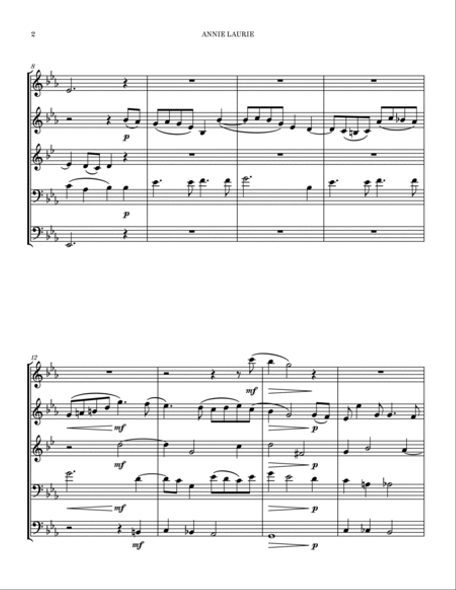 Annie Laurie Brass Quintet scores gallery preview page 2