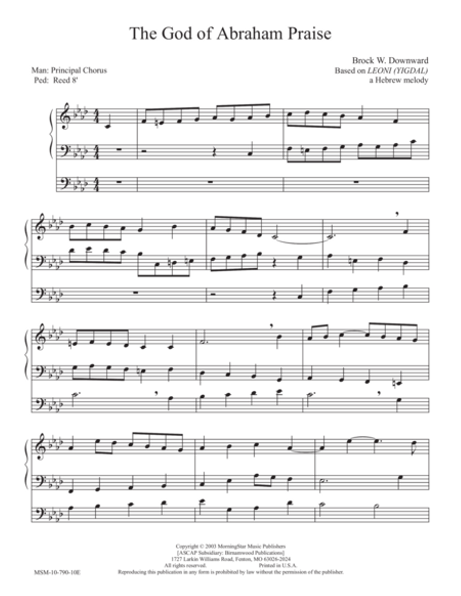 The God of Abraham Praise Organ scores gallery preview page 1