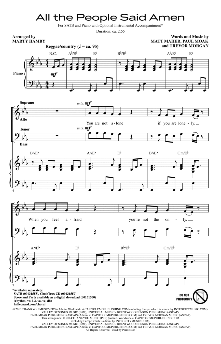All The People Said Amen 4-Part scores gallery preview page 1