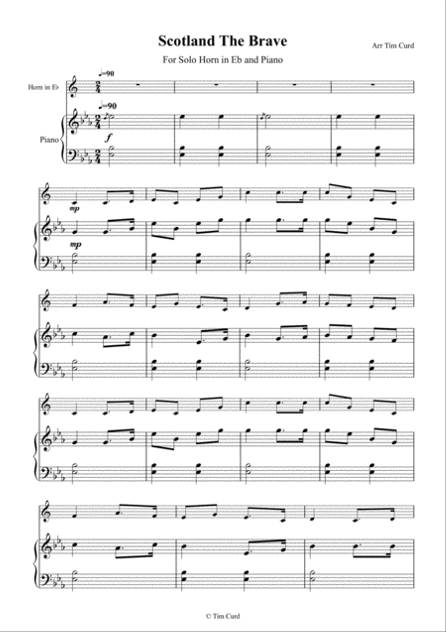 Scotland The Brave for Solo Horn in Eb and Piano Cornet scores gallery preview page 2