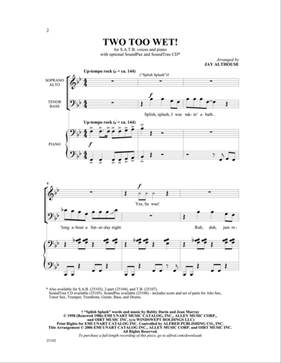 Two Too Wet! (Splish Splash / Sea Cruise) 4-Part scores gallery preview page 2