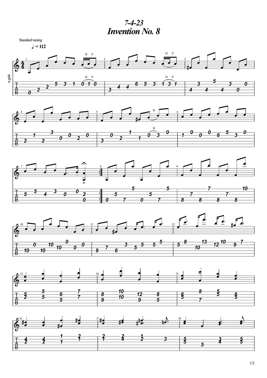 Invention No.8 Invention No.8 Classical Guitar scores gallery preview page 1