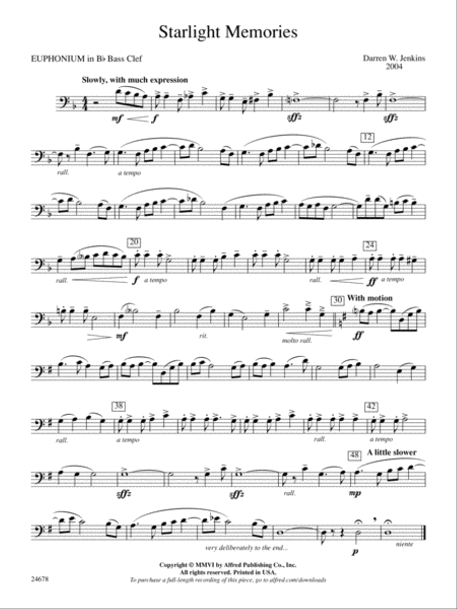 Starlight Memories: (World Part) B-flat Baritone B.C. Concert Band scores gallery preview page 1