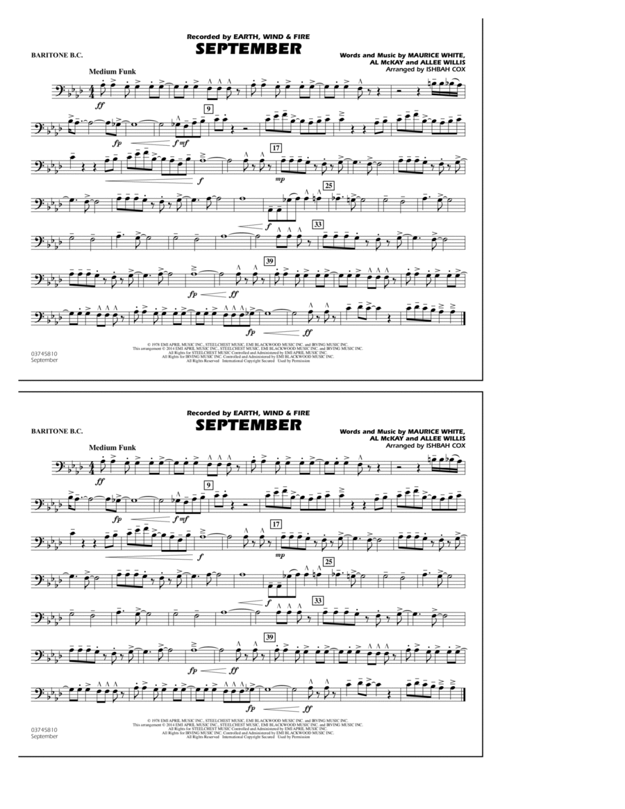 September - Baritone B.C. Marching Band scores gallery preview page 1