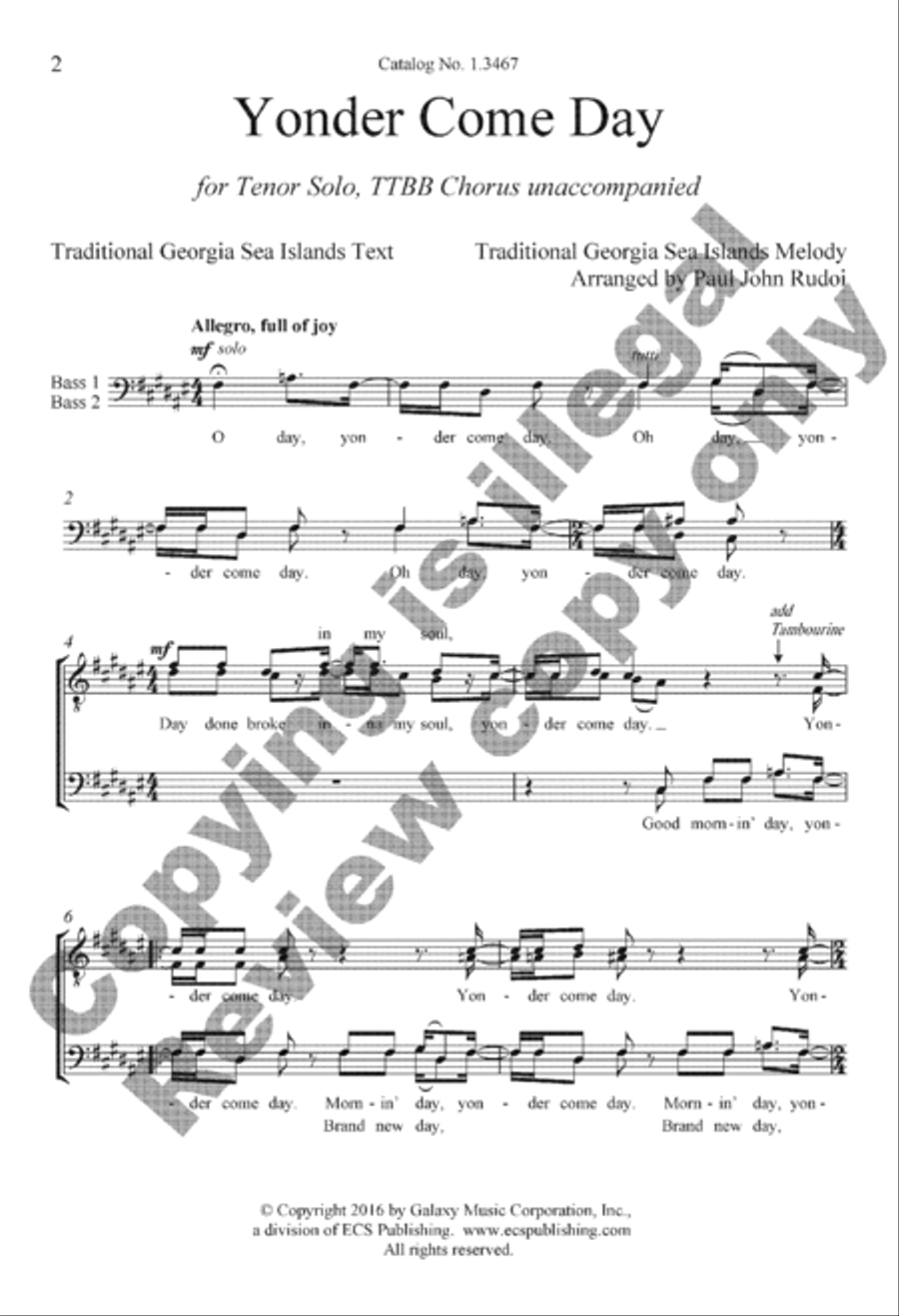 Yonder Come Day TTBB scores gallery preview page 2