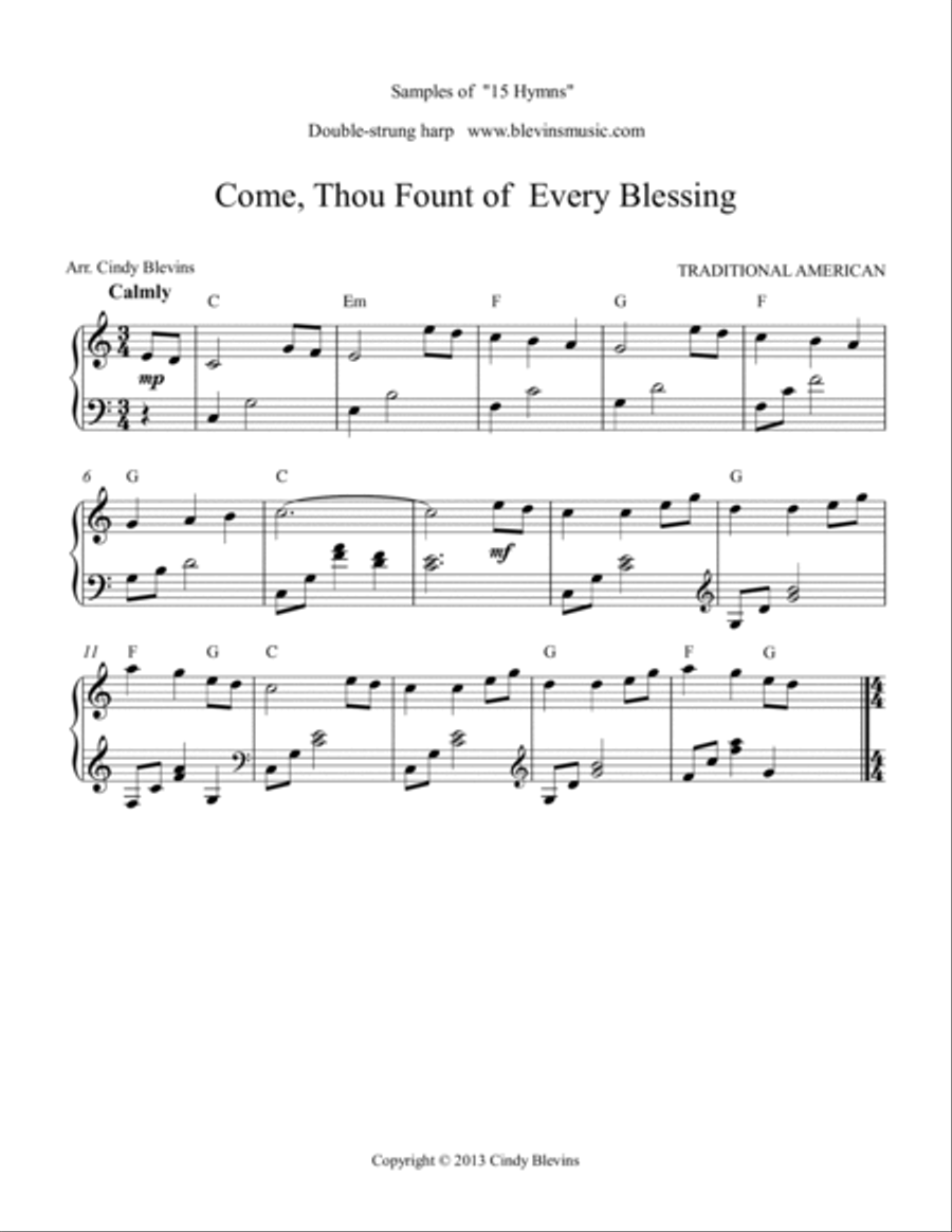 15 Hymns, for Double-Strung Harp Harp scores gallery preview page 3