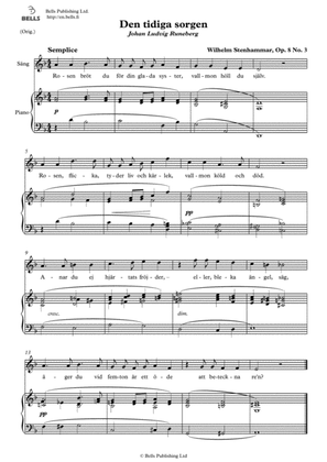 Den tidiga sorgen, Op. 8 No. 3 (Original key. D minor)