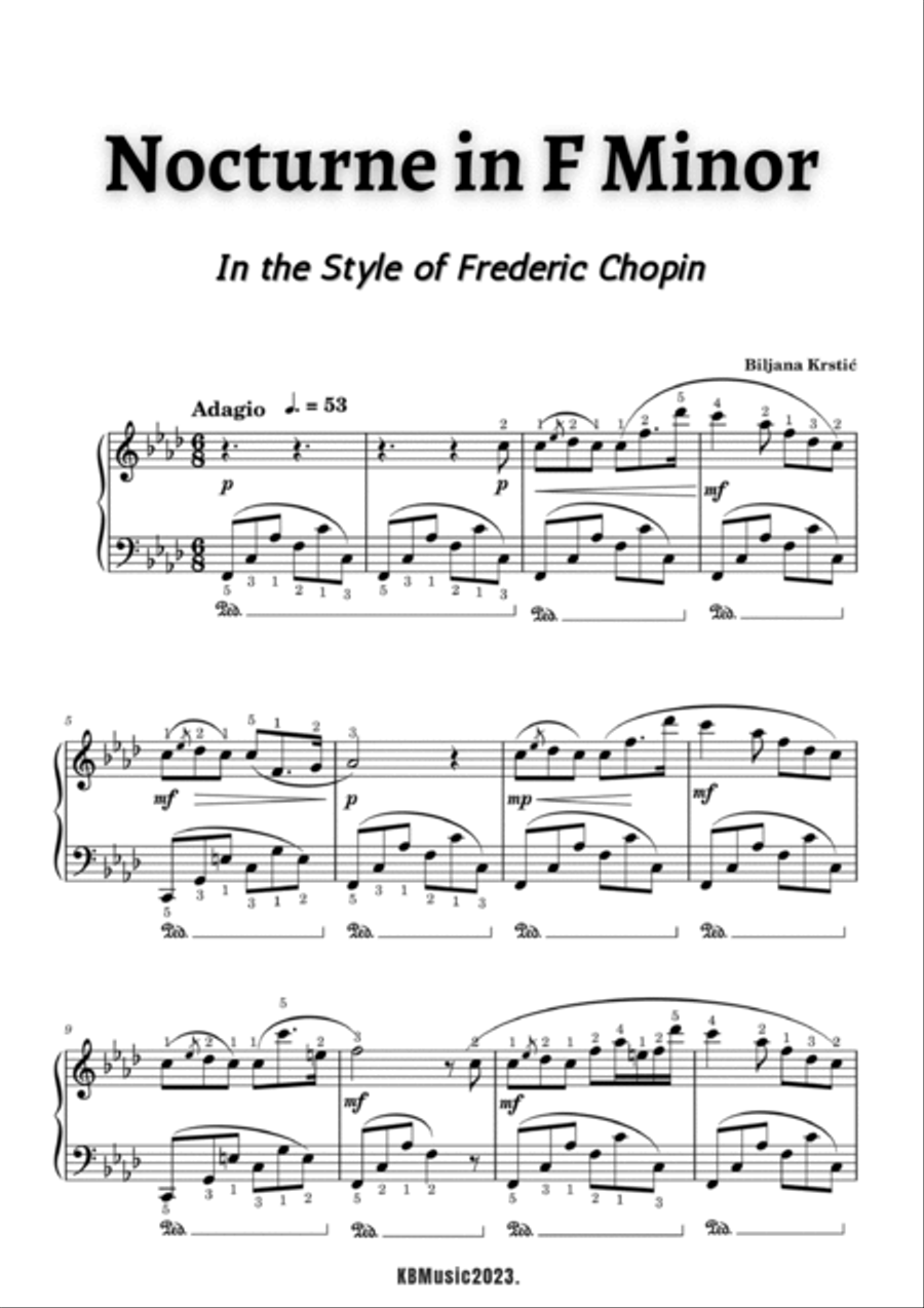 Nocturne in F Minor - In the Style of Frederic Chopin Part scores gallery preview page 3