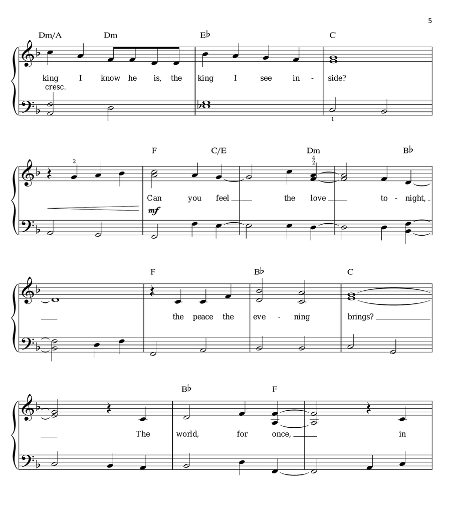 Can You Feel The Love Tonight (from The Lion King) Easy Piano scores gallery preview page 5