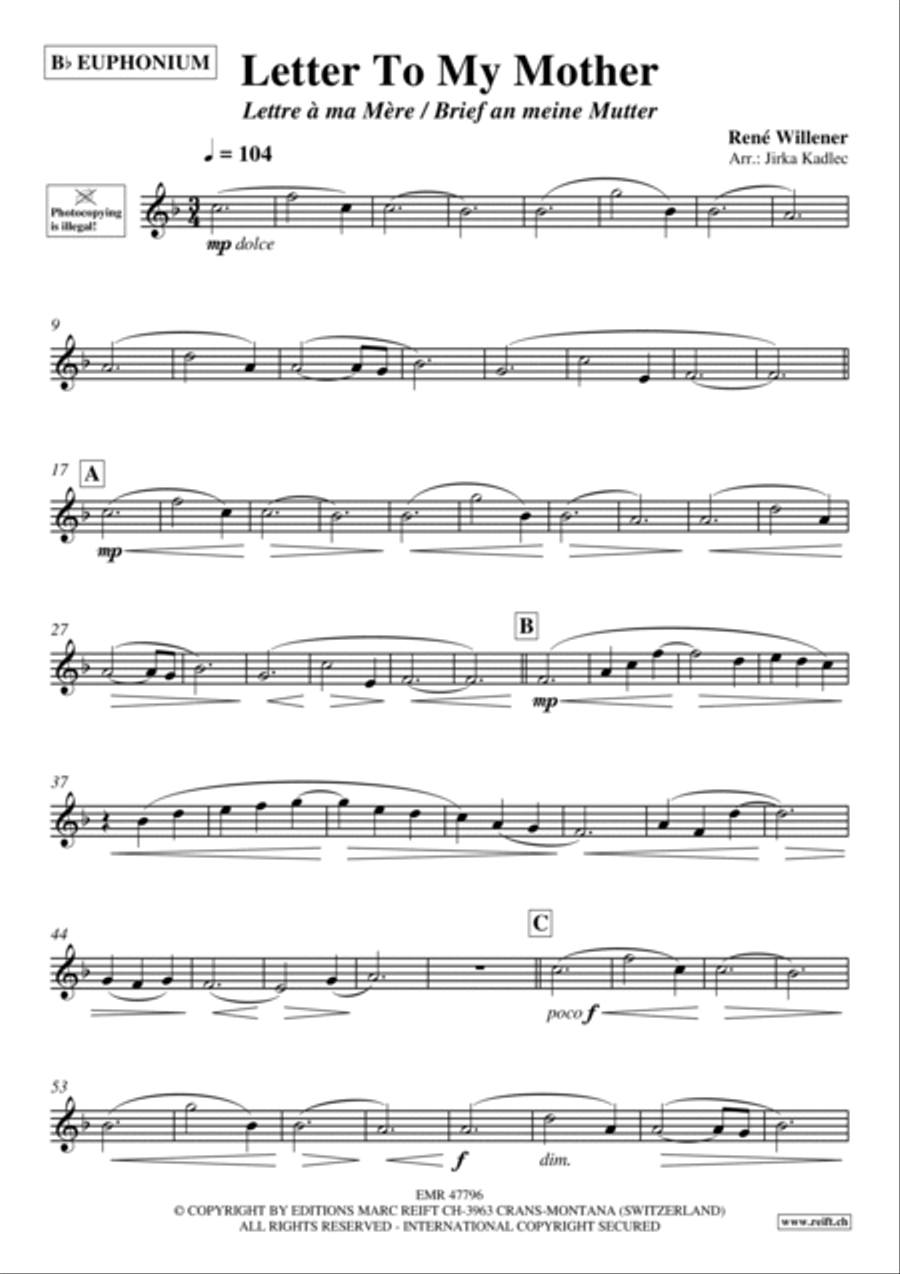 Letter To My Mother Euphonium scores gallery preview page 3