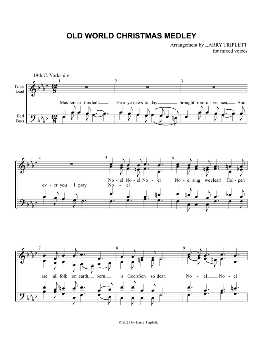 Old World Christmas Medley 4-Part scores gallery preview page 1