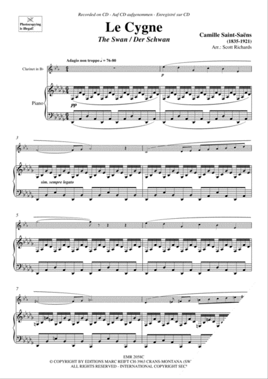 Le Cygne Clarinet Solo scores gallery preview page 3