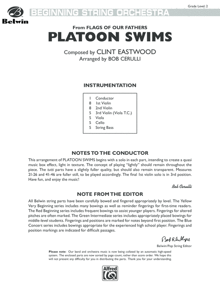 Platoon Swims (from Flags of Our Fathers): Score