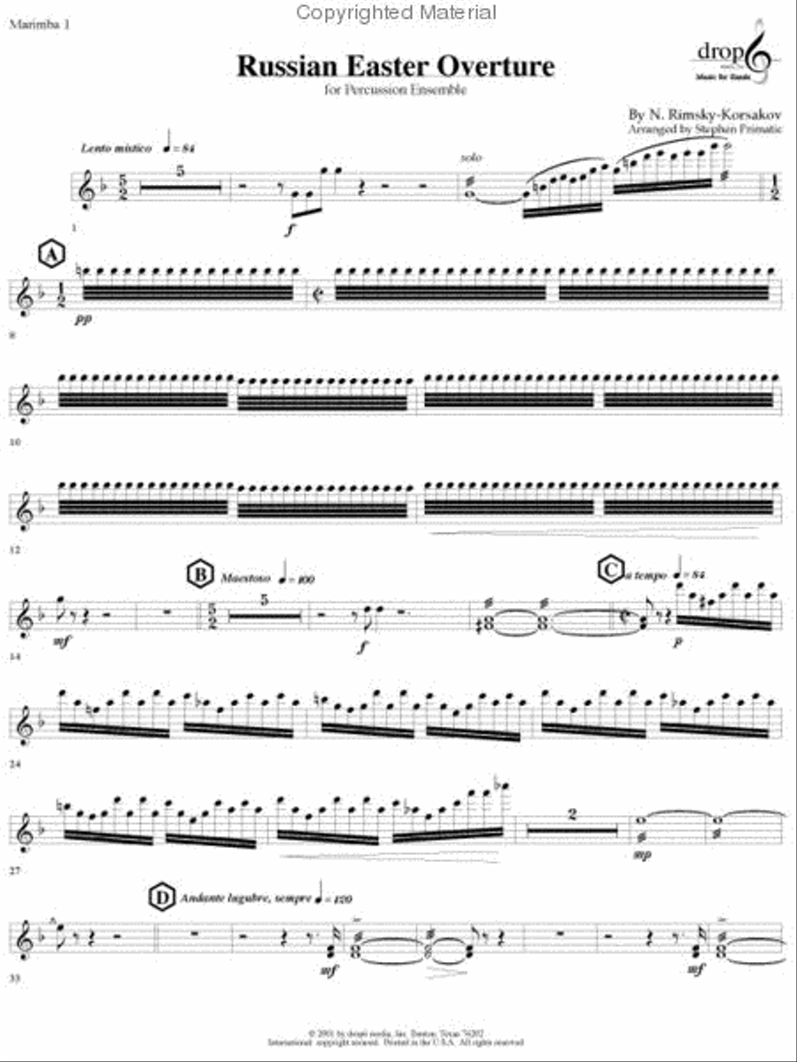 Russian Easter Overture Russian Easter Overture Percussion Ensemble scores gallery preview page 4
