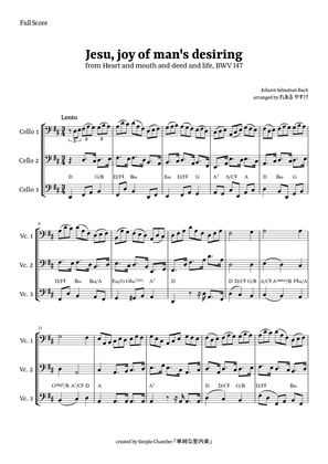 Book cover for Jesu, Joy of Man’s Desiring for Violoncello Trio by Bach BWV 147