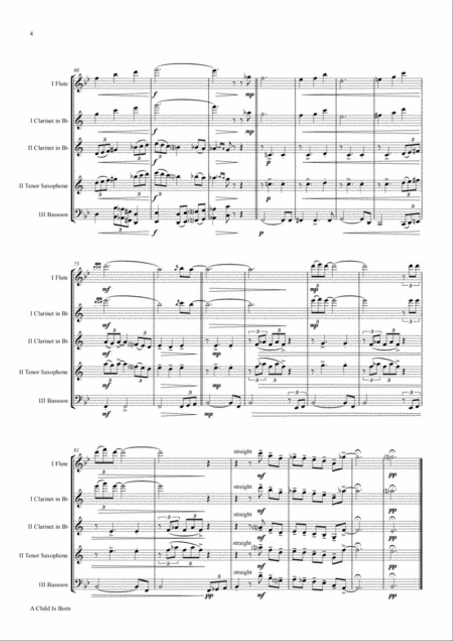 A Child Is Born Woodwind Trio scores gallery preview page 4