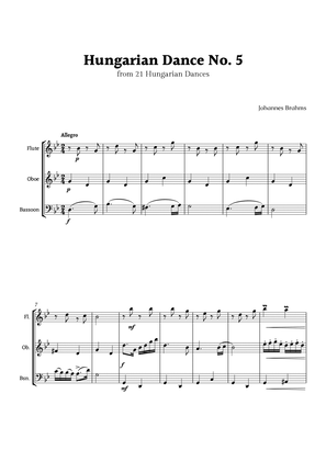 Hungarian Dance No. 5 by Brahms for Woodwinds Trio