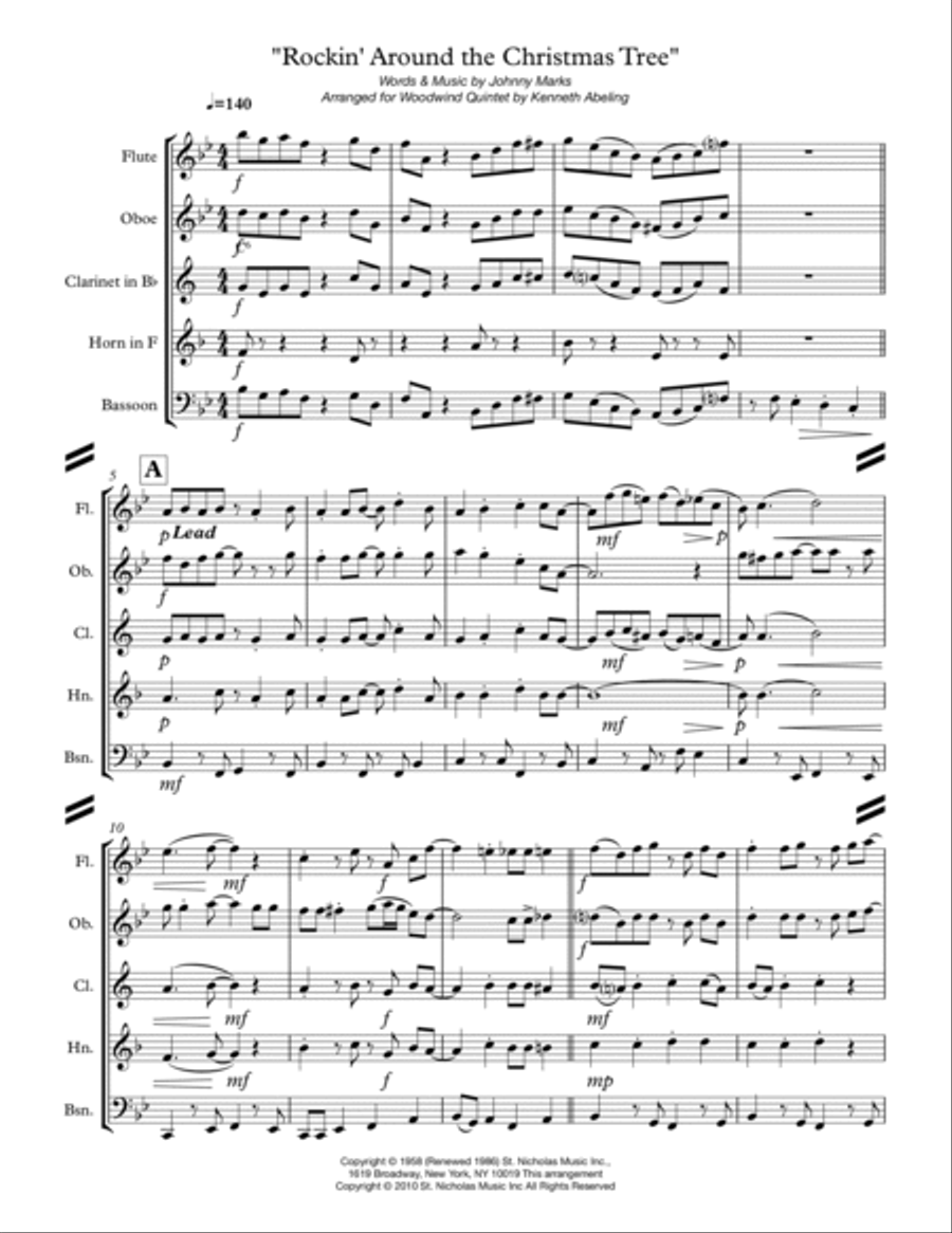 Rockin' Around The Christmas Tree Rockin' Around The Christmas Tree Woodwind Quintet scores gallery preview page 2