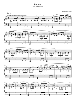 M. Ravel - Bolero - For Piano Solo