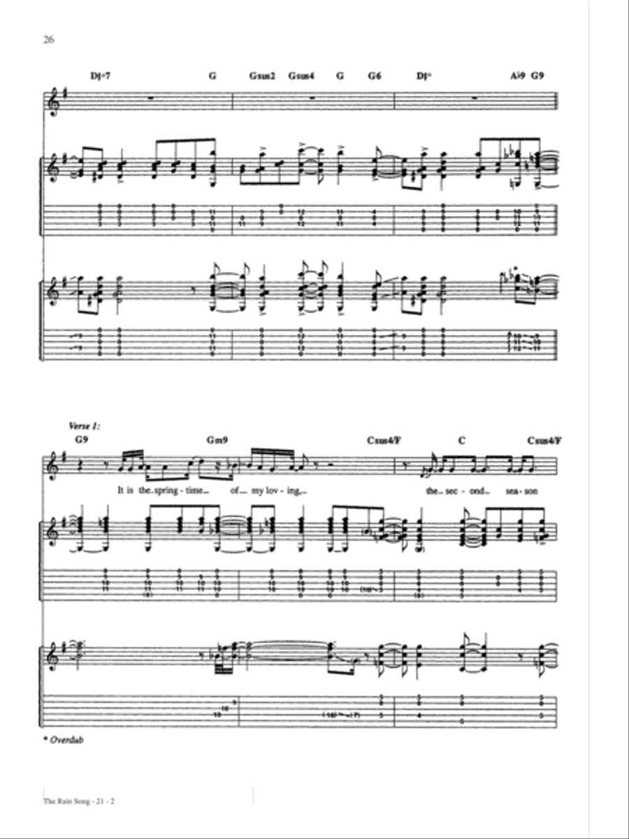 The Rain Song Guitar Tablature scores gallery preview page 2