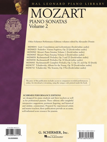 Piano Sonatas, Volume 2 – Schirmer Performance Editions