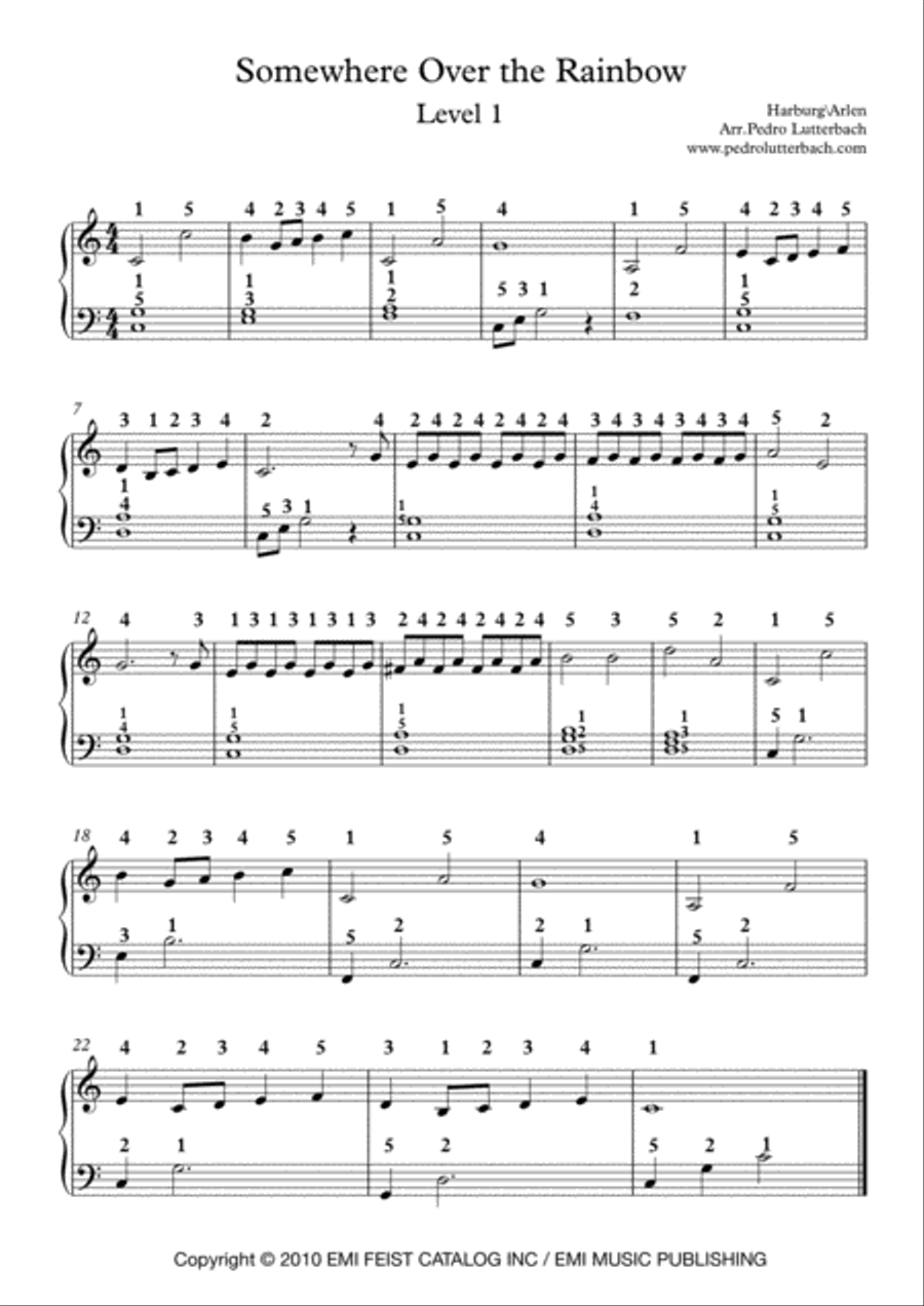 Over The Rainbow Easy Piano scores gallery preview page 1