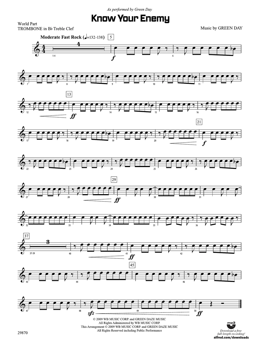 Know Your Enemy: (World Part) 1st B-flat Trombone T.C.