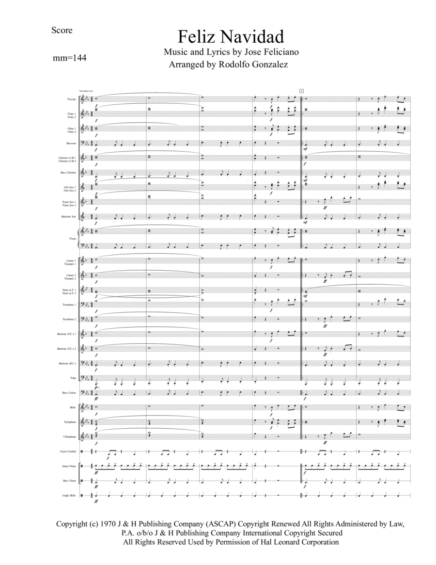 Feliz Navidad Feliz Navidad Concert Band scores gallery preview page 1