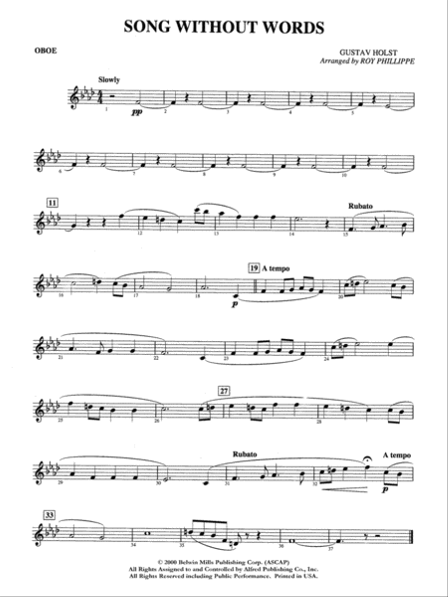 Song without Words: Oboe Song without Words: Oboe Full Orchestra scores gallery preview page 1