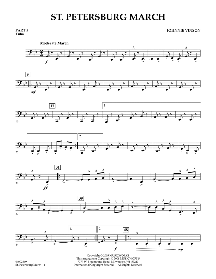 St. Petersburg March - Pt.5 - Tuba Concert Band scores gallery preview page 1