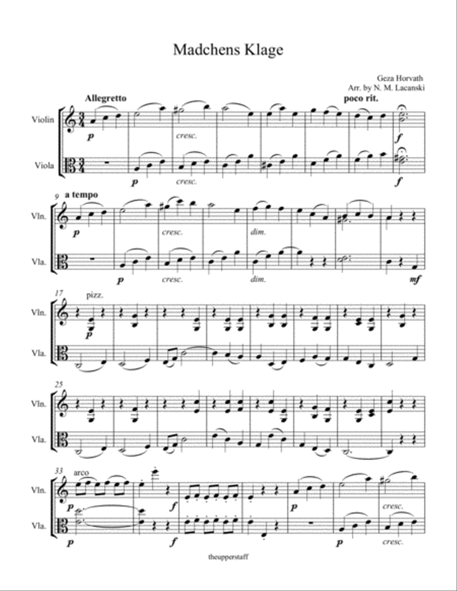 Madchens Klage String Duet scores gallery preview page 1