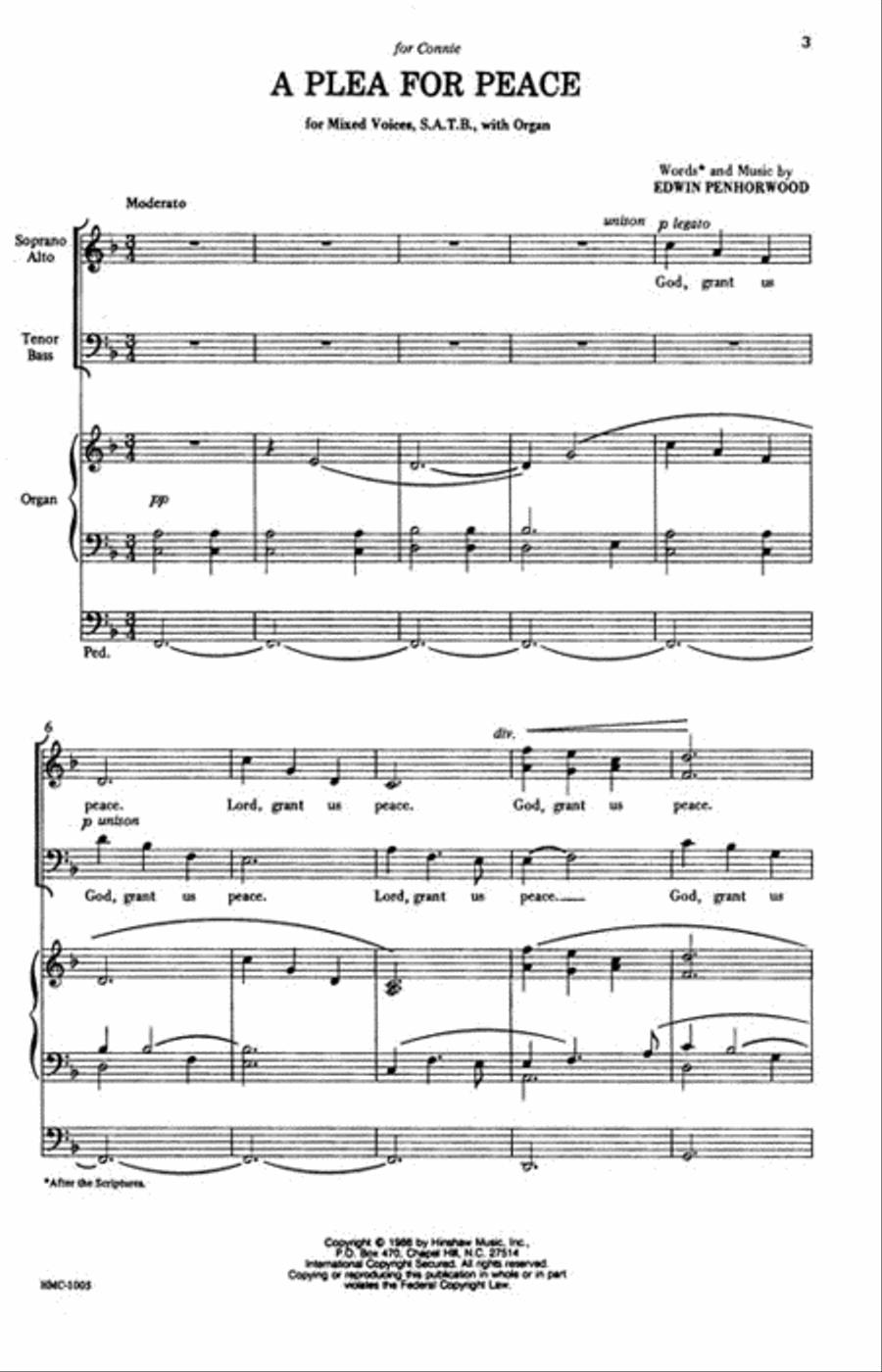 A Plea For Peace 4-Part scores gallery preview page 2