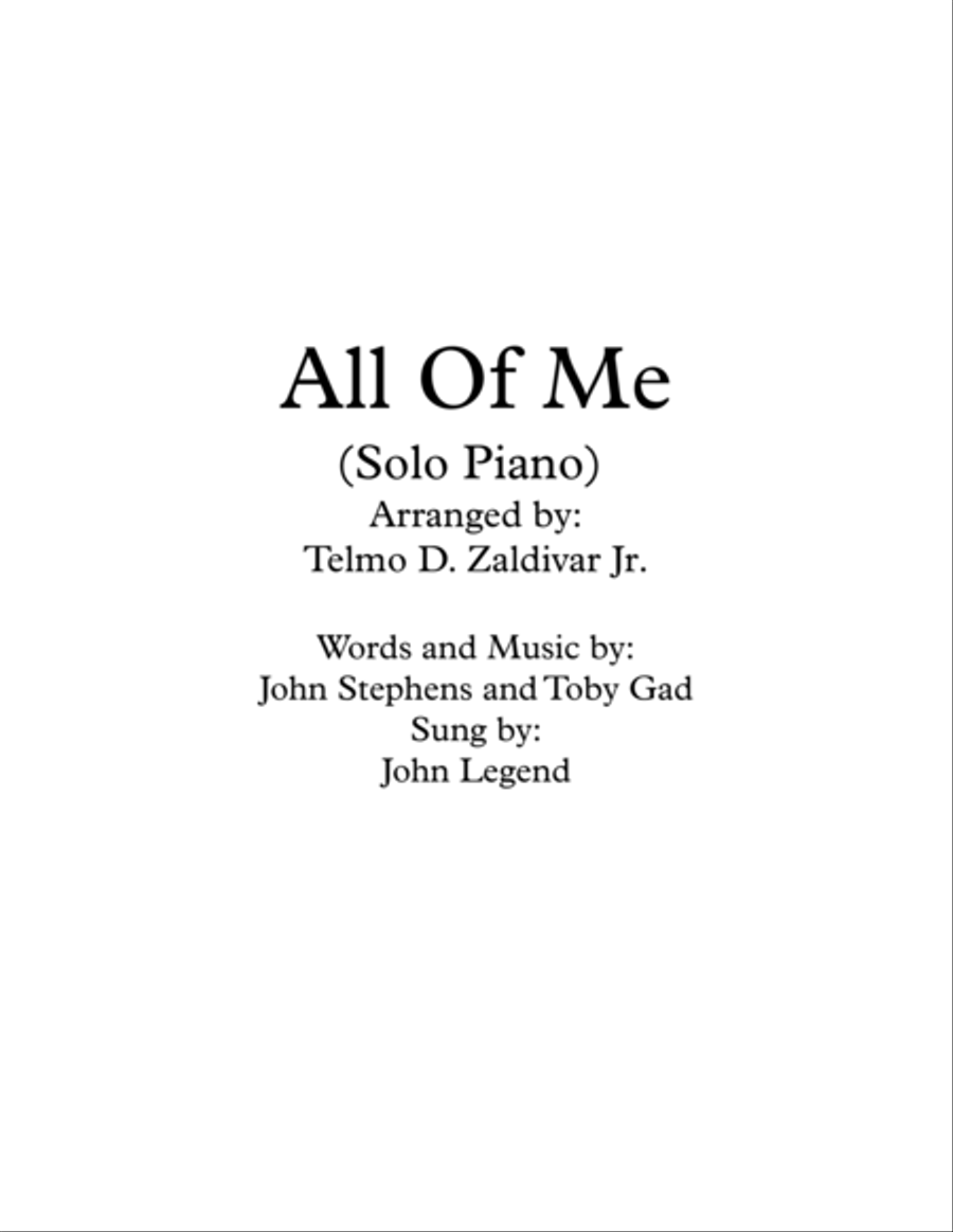 All Of Me All Of Me Piano Solo scores gallery preview page 1
