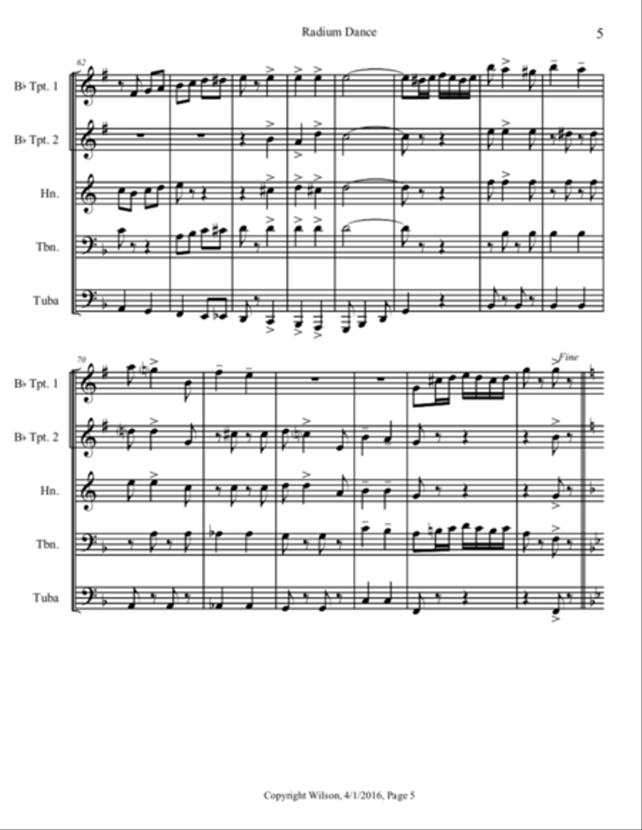Radium Dance Brass Quintet scores gallery preview page 6